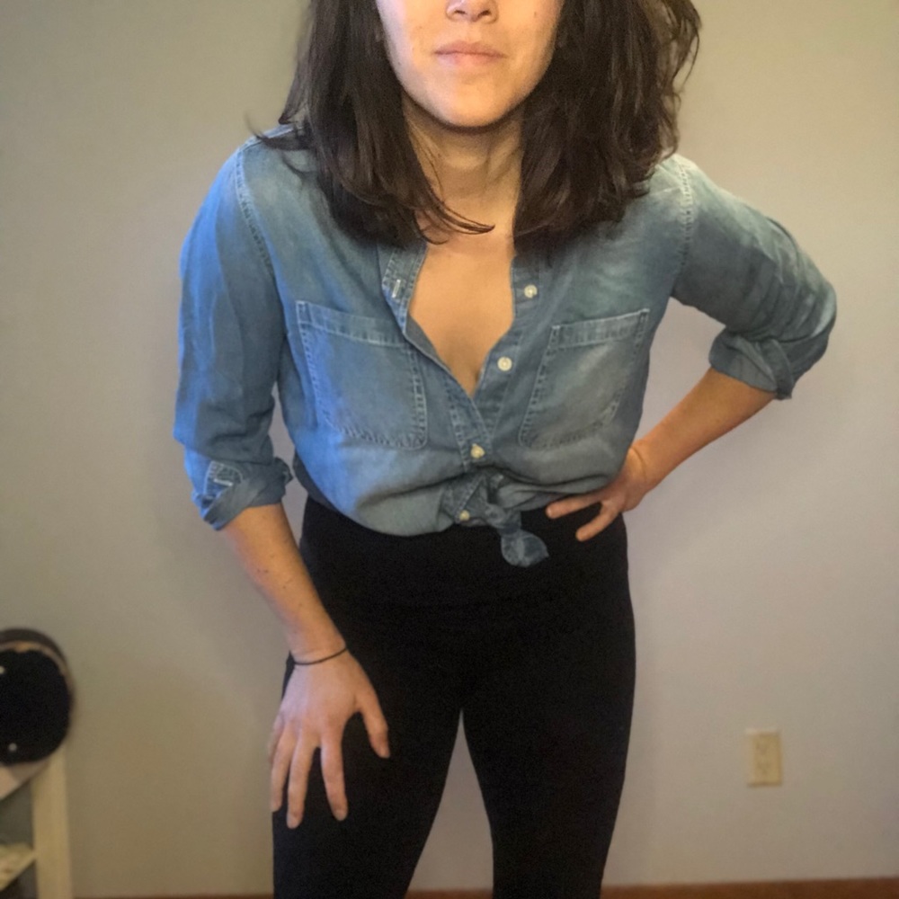 Denim long sleeve button up shirt